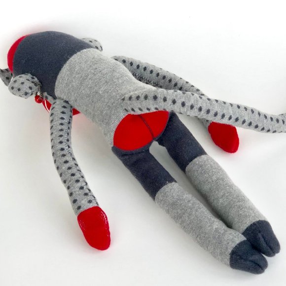 Hand-stitched Sock Monkey Stuffed Toy with Magnets - Picture 9 of 12